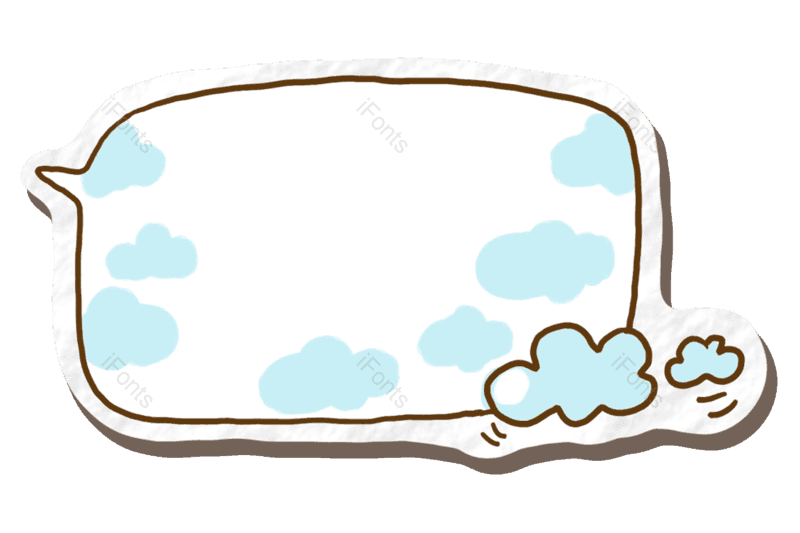 边框图片,对话框元素,手绘边框PNG,蓝色白云免抠素材